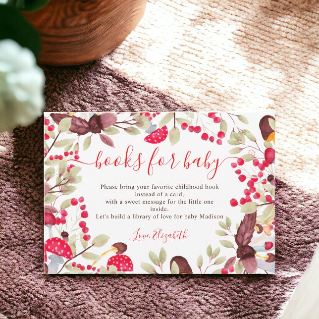 Cute mushroom forest books for baby shower enclosure card (Cute mushroom forest books for baby shower enclosure card)