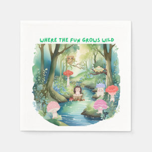 Cute Mushroom Friends with their Forest Friends Napkins