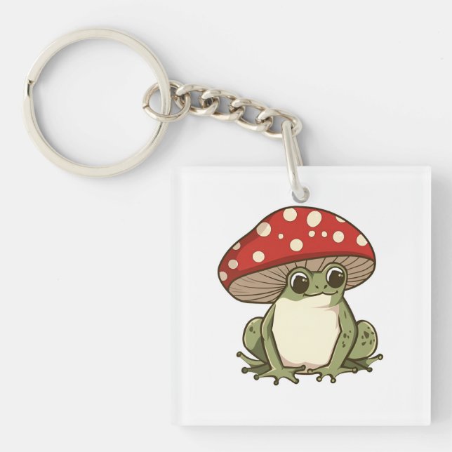 Cute mushroom frog keychain (Front)