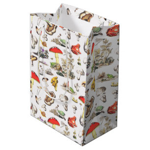 Cute Mushroom Frog Snail Forest Pattern Medium Gift Bag