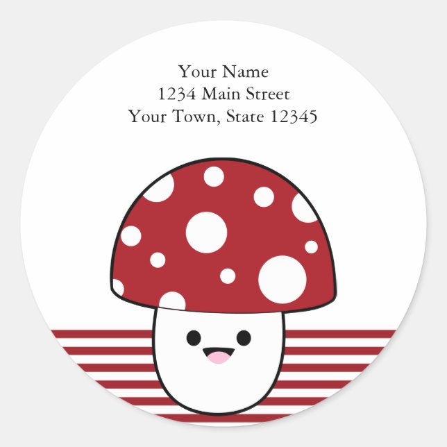 Cute Mushroom Fungi Classic Round Sticker (Front)