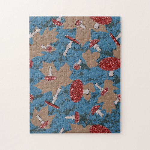 Cute Mushroom Fungi Pattern  Jigsaw Puzzle