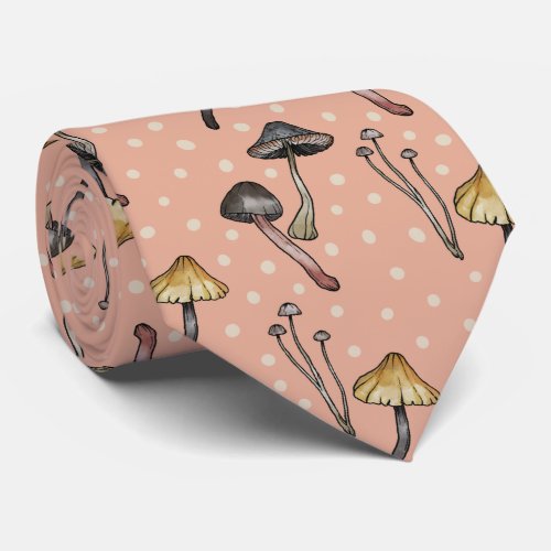 Cute Mushroom Fungi Pattern Neck Tie