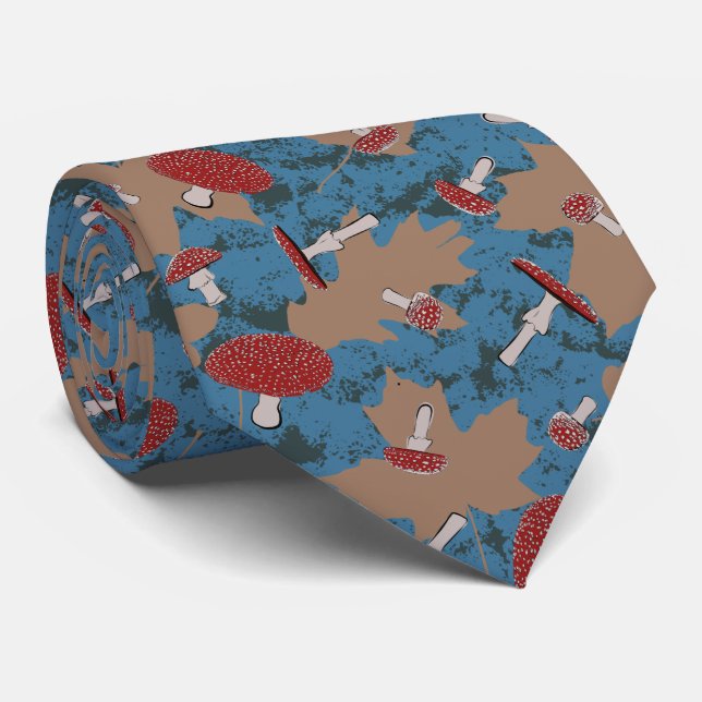 Cute Mushroom Fungi Pattern Neck Tie (Rolled)
