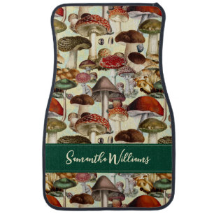 Cute mushroom fungi red white pattern car floor mat