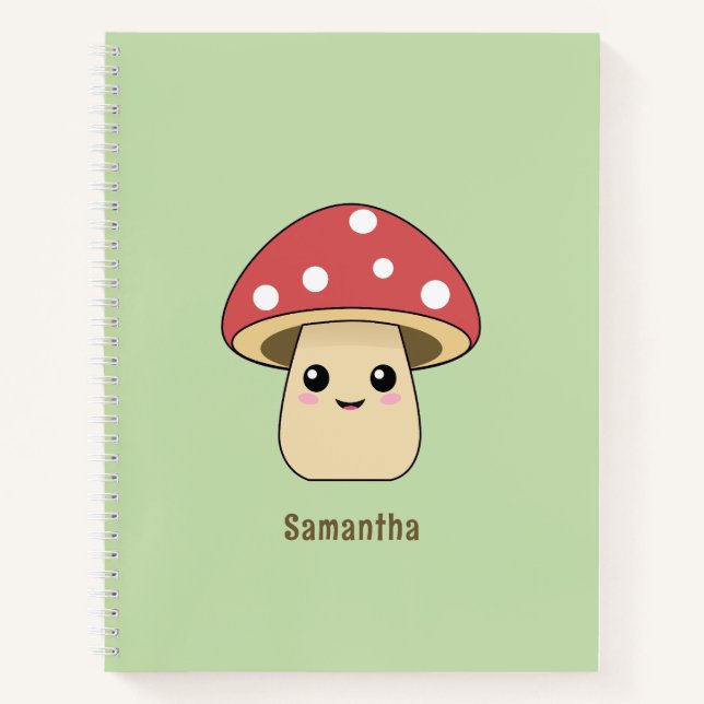 Cute Mushroom Green  Notebook (Front)
