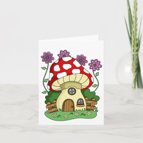 Cute Mushroom House And flowers Generic Any Use  Card