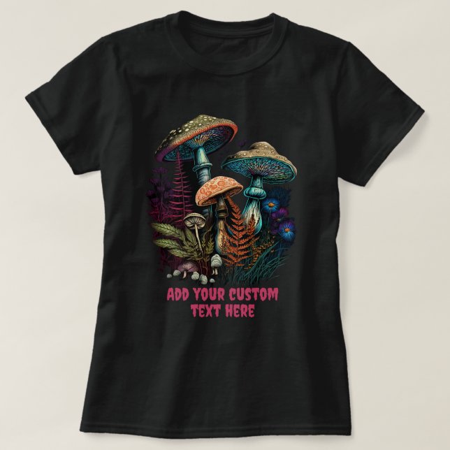 Cute Mushroom House Floral, Mushroom Lovers T-Shirt (Design Front)