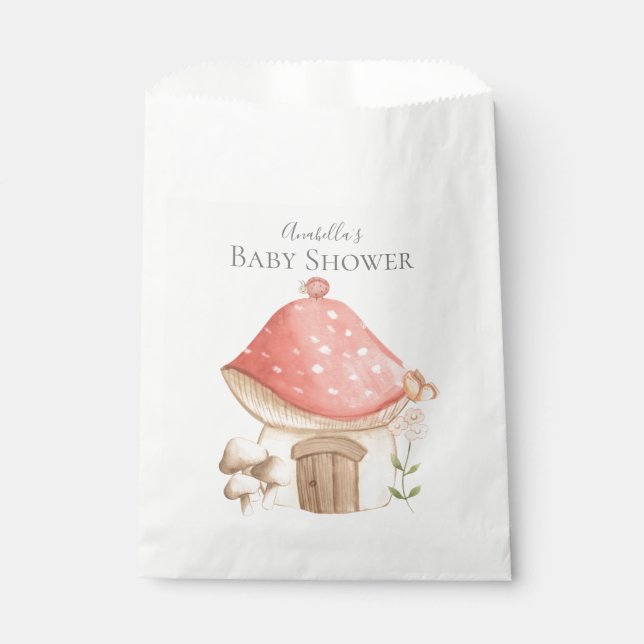 Cute Mushroom House Garden Theme Baby Shower Favor Bag (Front)