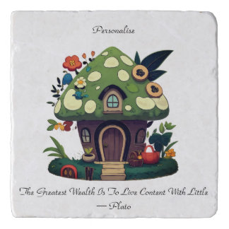 Cute Mushroom House Plato Quote Vintage Personal Trivet