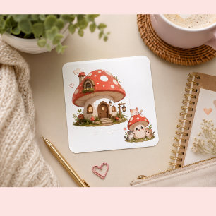 Cute Mushroom House Sticker Whimsical Cottagecor