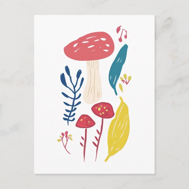 Cute mushroom illustration  Small Postcard (Front)