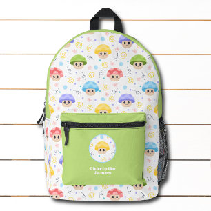 Cute Mushroom Kids Cartoon Personalized Name Printed Backpack