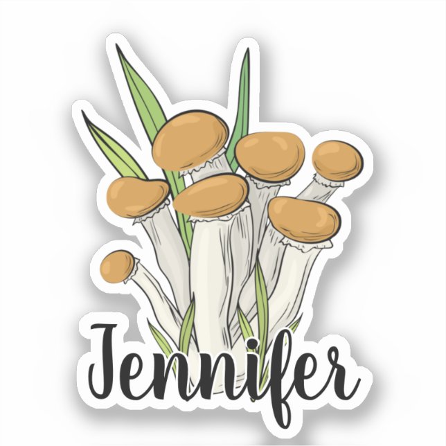 Cute Mushroom Monogram Name Sticker (Front)