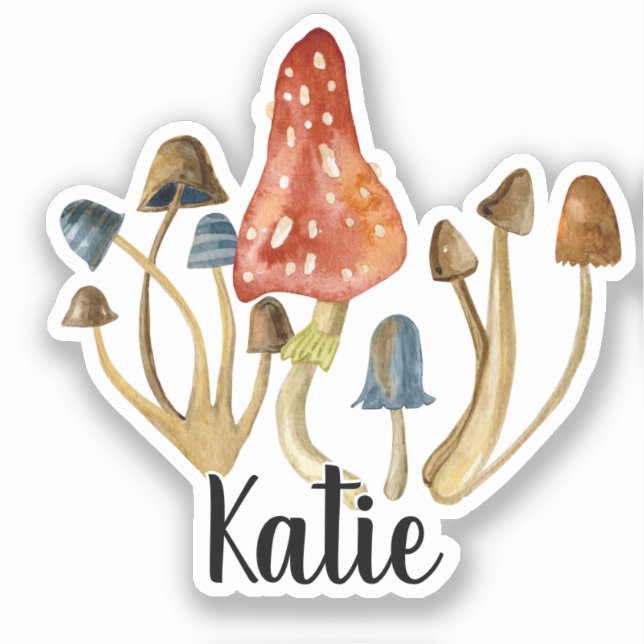 Cute Mushroom Monogram Sticker (Front)