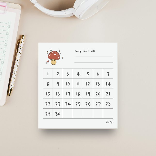 Cute mushroom monthly challenge  notepad (Creator Uploaded)