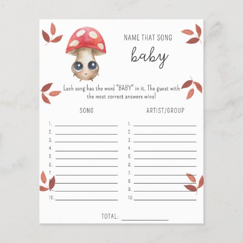Cute mushroom _ Name that song baby shower game
