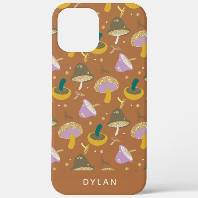 Cute Mushroom Pattern Autumn Gold Personalized Case-Mate iPhone Case (Back)