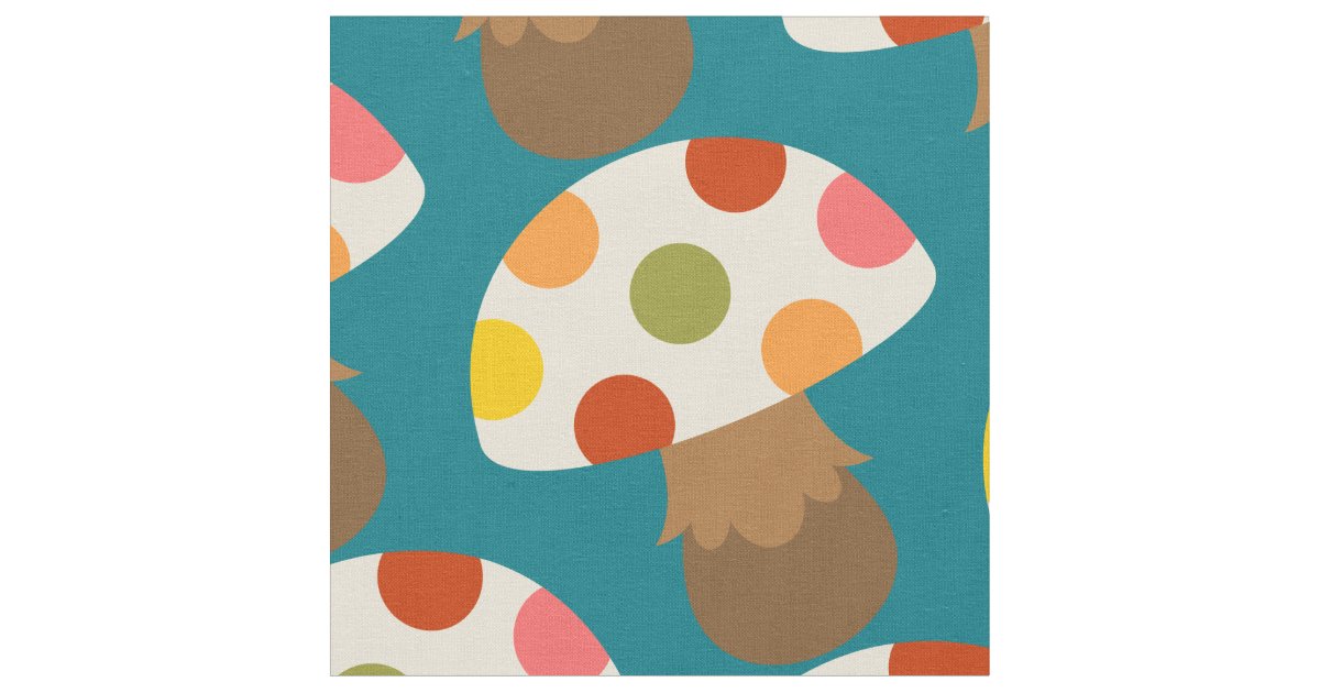 Cute mushroom pattern fabric Zazzle
