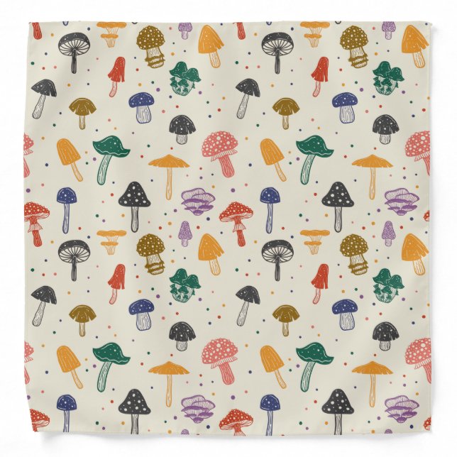 Cute Mushroom Pattern Modern Trendy Style Bandana (Front)