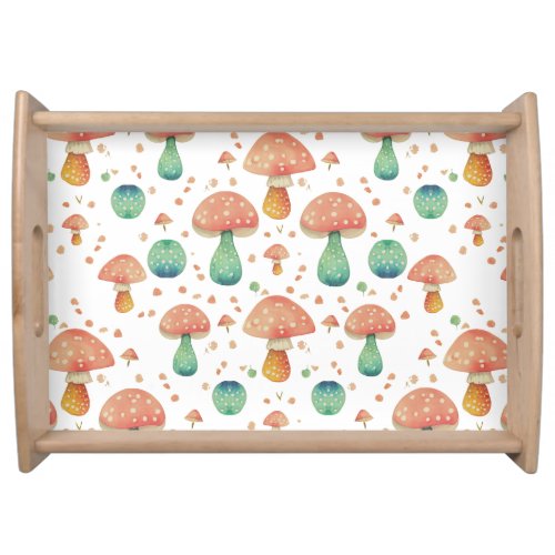 Cute Mushroom Pattern Serving Tray