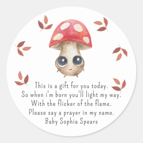 Cute mushroom _ Prayer candle label 