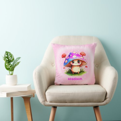 Cute Mushroom Throw Pillow