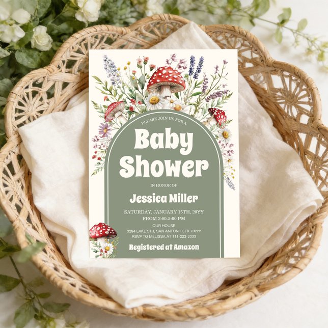 Cute Mushroom Watercolor Baby Shower Invitation (Creator Uploaded)
