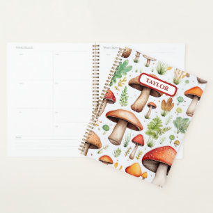 Cute Mushroom Watercolor Rustic Forest Planner