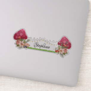 Cute Mushroom Whimsical Floral Sticker