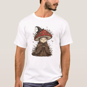 Cute Mushroom Witch - Cottagecore Halloween T-Shirt