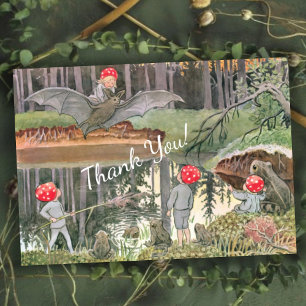 Cute Mushroom Woodland Frog Baby Shower Letterpress Thank You Card