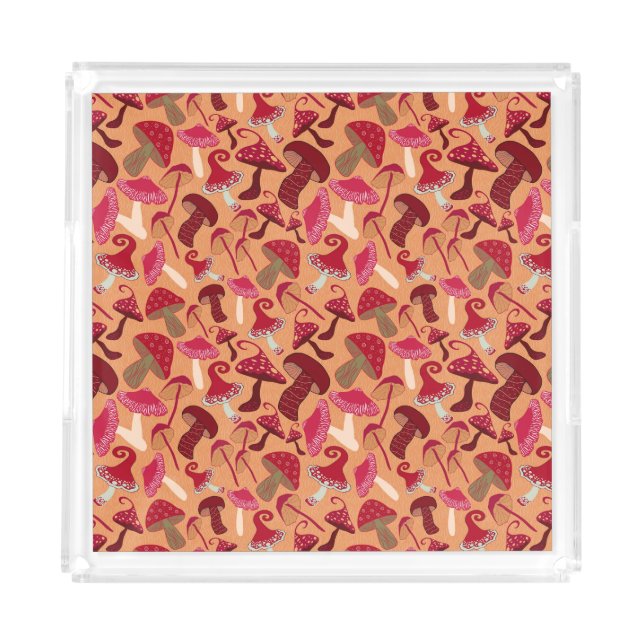 Cute Mushrooms Acrylic Tray (Front)