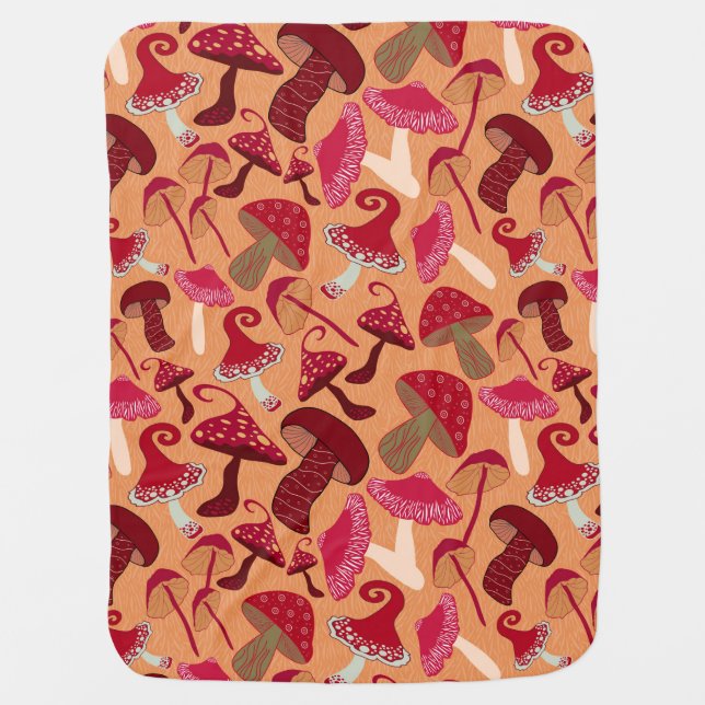 Cute Mushrooms Baby Blanket (Front)