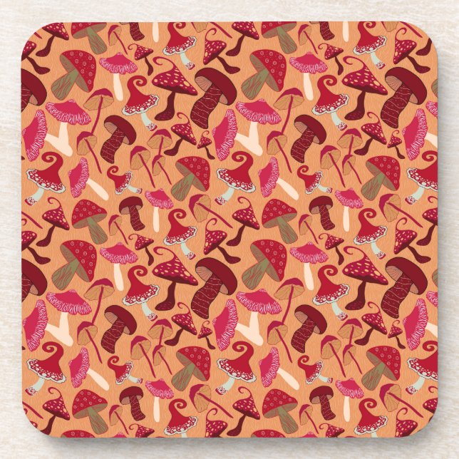 Cute Mushrooms Beverage Coaster (Front)