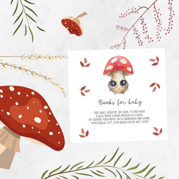 Cute mushrooms - books for baby ticket enclosure card