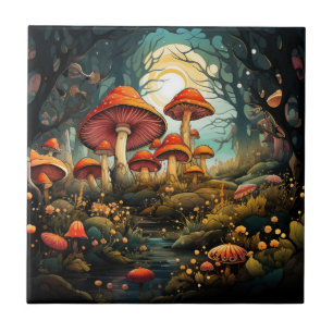 Cute mushrooms ceramic tile