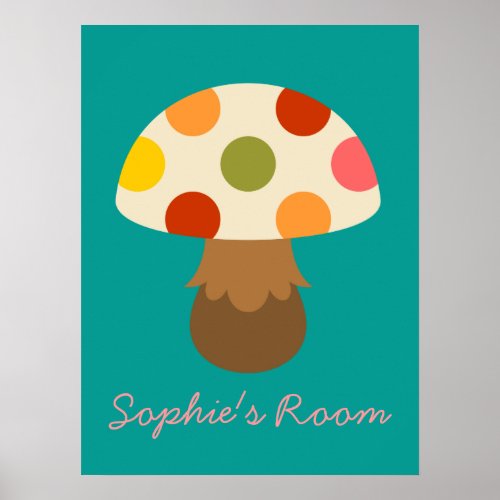 Cute mushrooms girlss room design poster