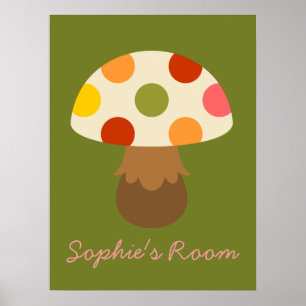 Cute mushrooms girls's room design poster