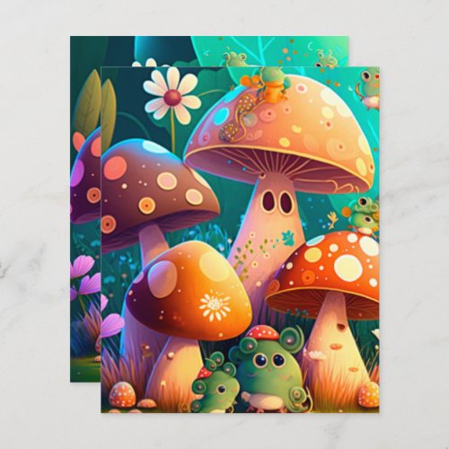 Cute mushrooms in the forest 