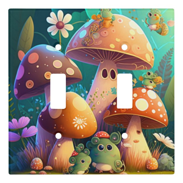 Cute mushrooms in the forest  light switch cover (Front)