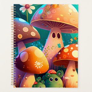 Cute mushrooms in the forest Spiral Notebook
