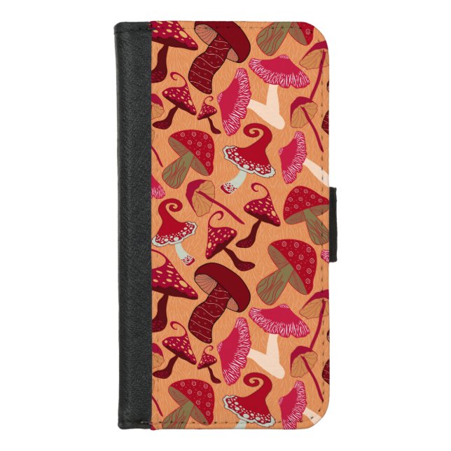 Cute Mushrooms iPhone Wallet Case (Front)