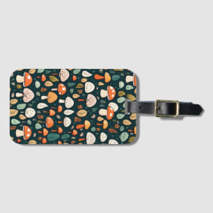 Cute mushrooms leaves cottage core design luggage tag