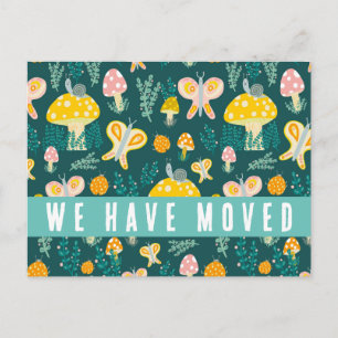 Cute Mushrooms Moving Announcement New Home Snails Postcard