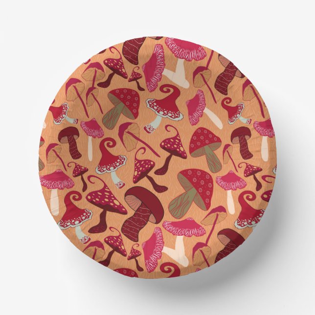 Cute Mushrooms Paper Bowls (Front)
