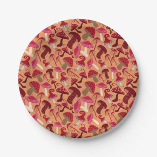 Cute Mushrooms Paper Plates