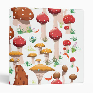 Cute Mushrooms Pattern 3 Ring Binder