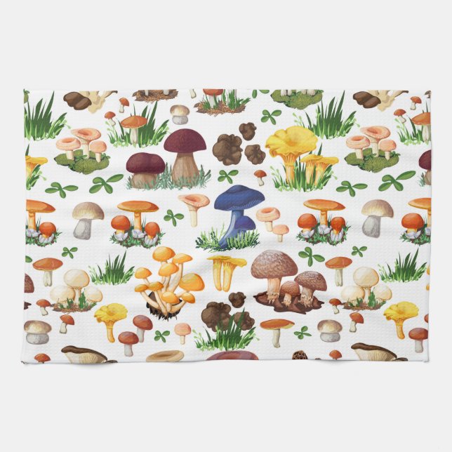 Cute Mushrooms Pattern Kitchen Towel (Horizontal)