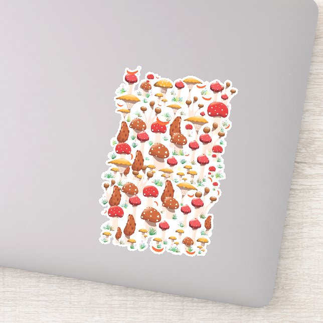 Cute Mushrooms Pattern Sticker (Detail)
